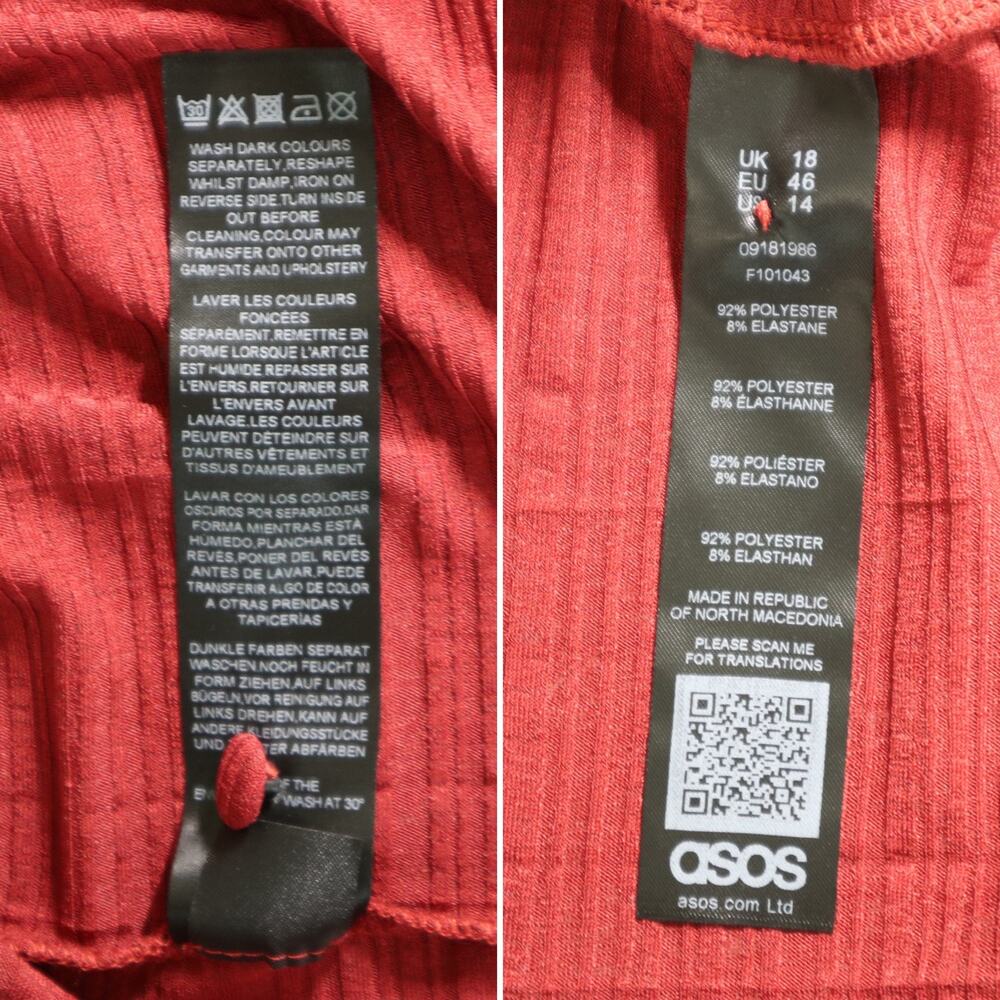 ASOS Size 14 Textured Button V-neck Dress MaxiTie Waist Rust Red - Picture 12 of 12